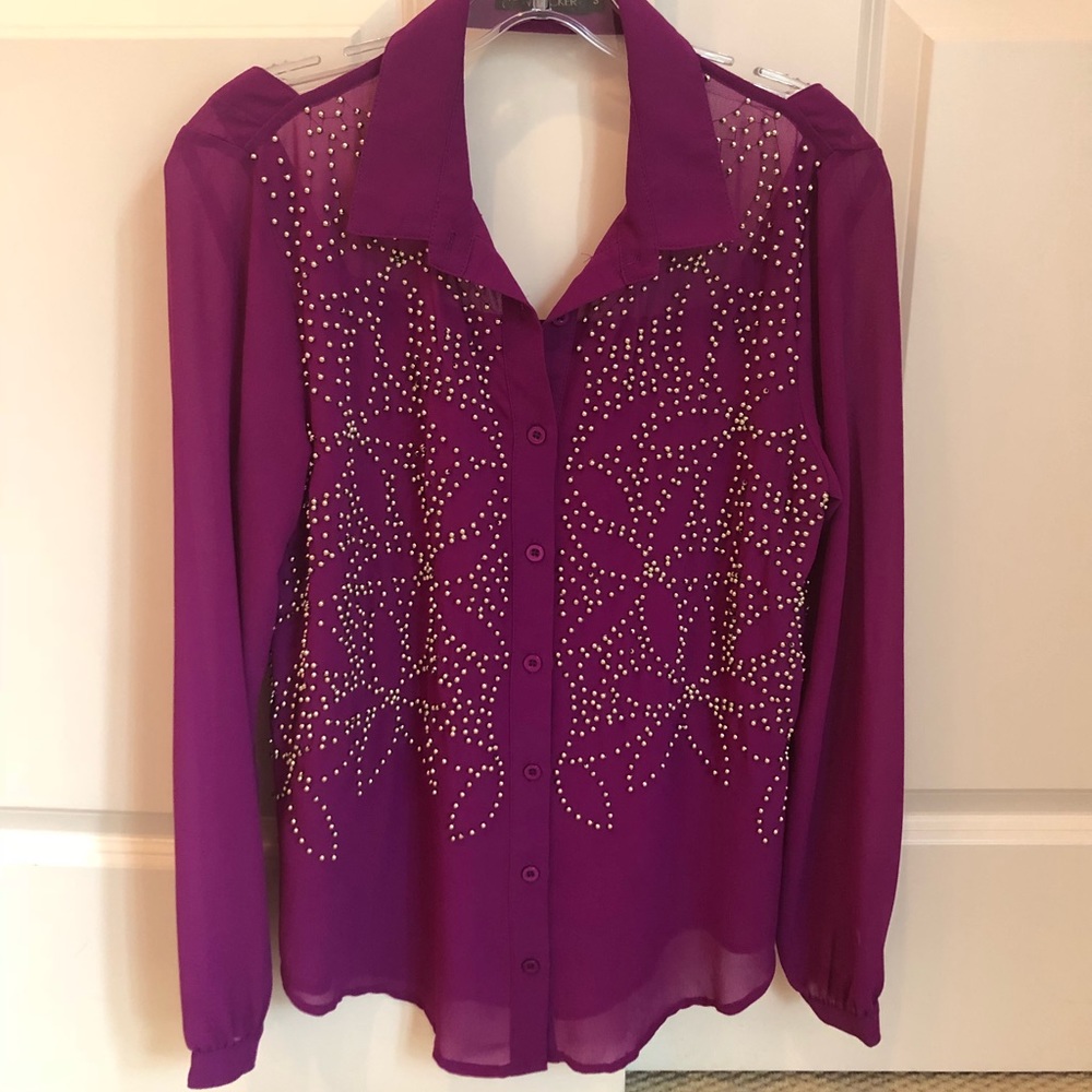 Embellished open back blouse